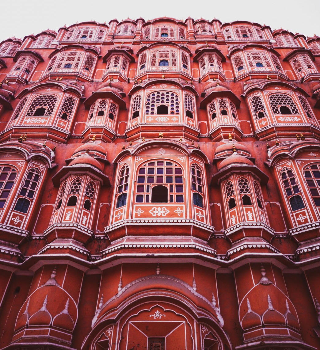 Close-up of Hawa Mahal's honeycomb windows, Jaipur
